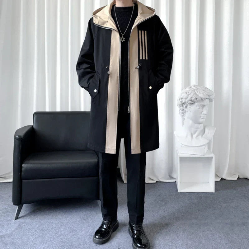 Mens Parka Coat with Bold Panel Design