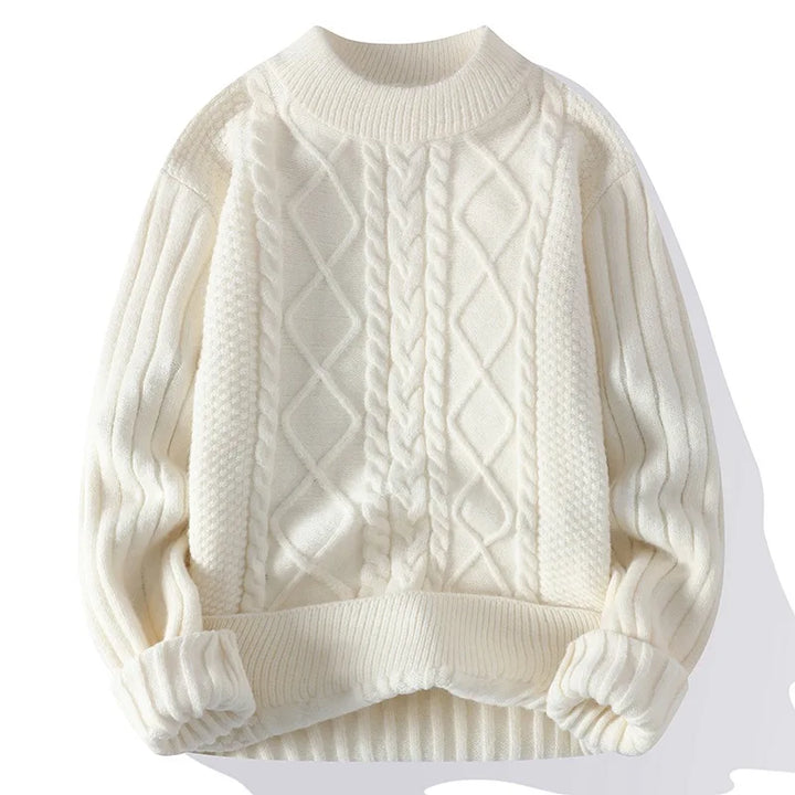 Mens Crew Neck Sweater Classic Pattern Knit