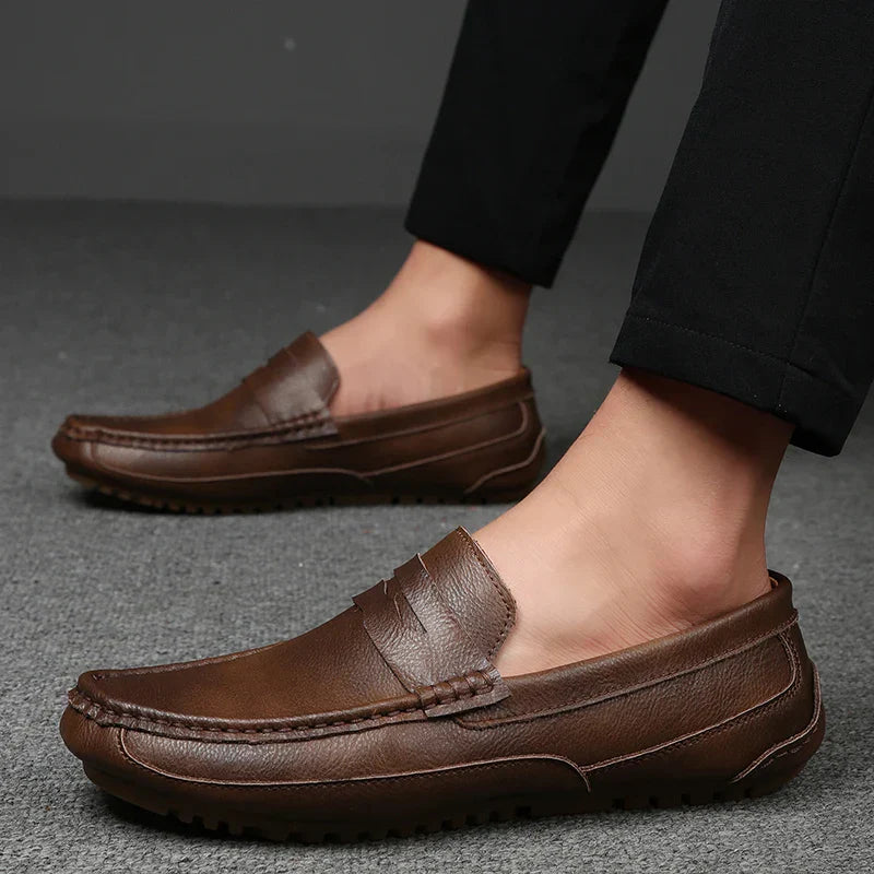 Mens Loafers Genuine Leather Slip-On
