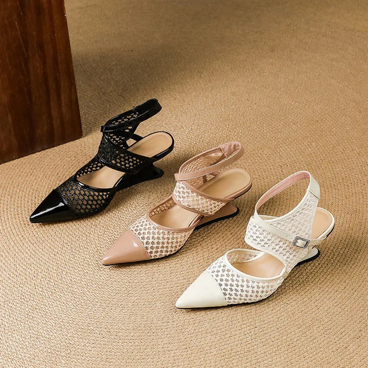 Womens Slingback Shoes Genuine Leather Velour