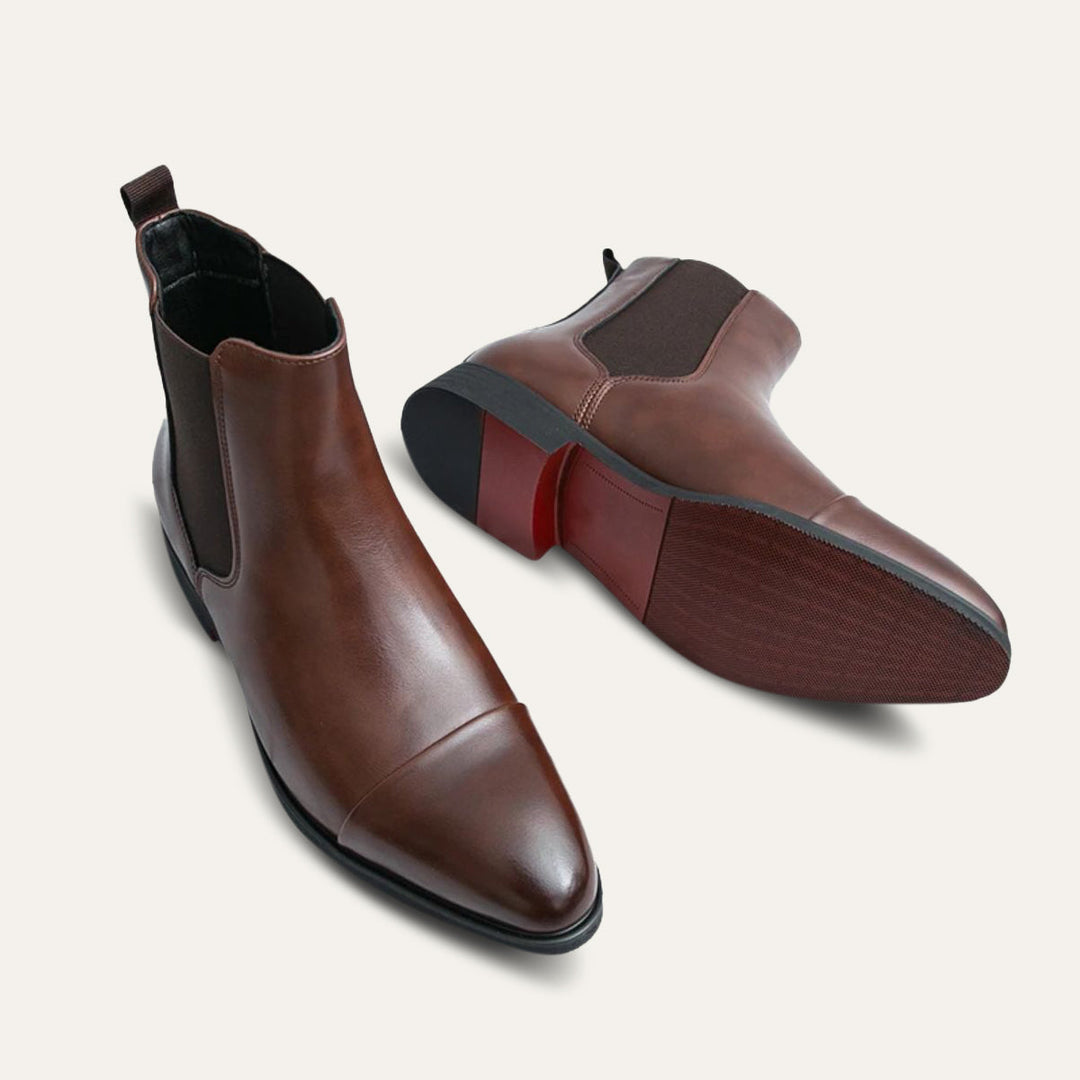 Mens Chelsea Boots Genuine Leather Slip-On