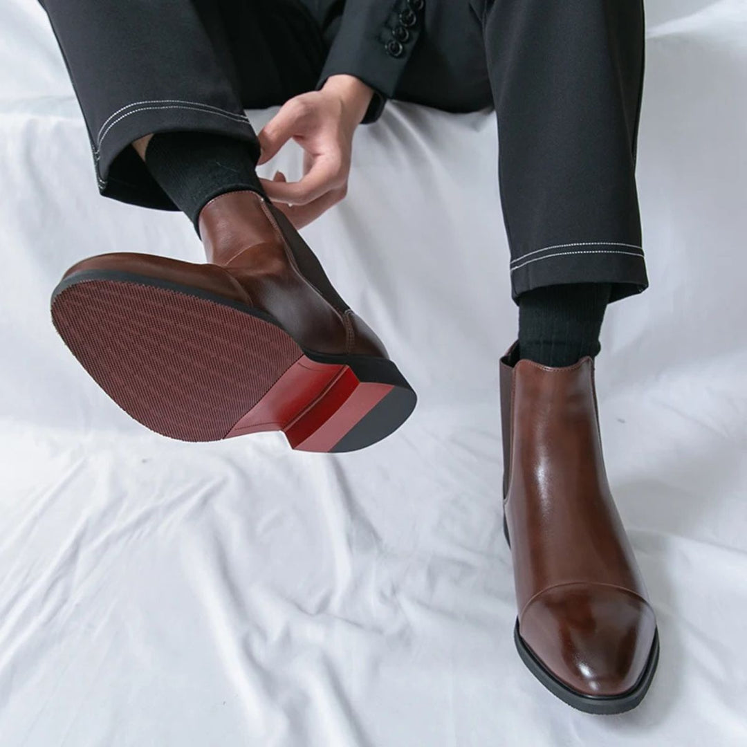 Mens Chelsea Boots Genuine Leather Slip-On