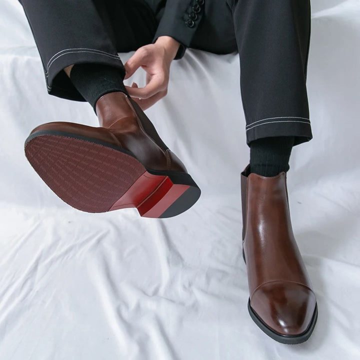 Mens Chelsea Boots Genuine Leather Slip-On