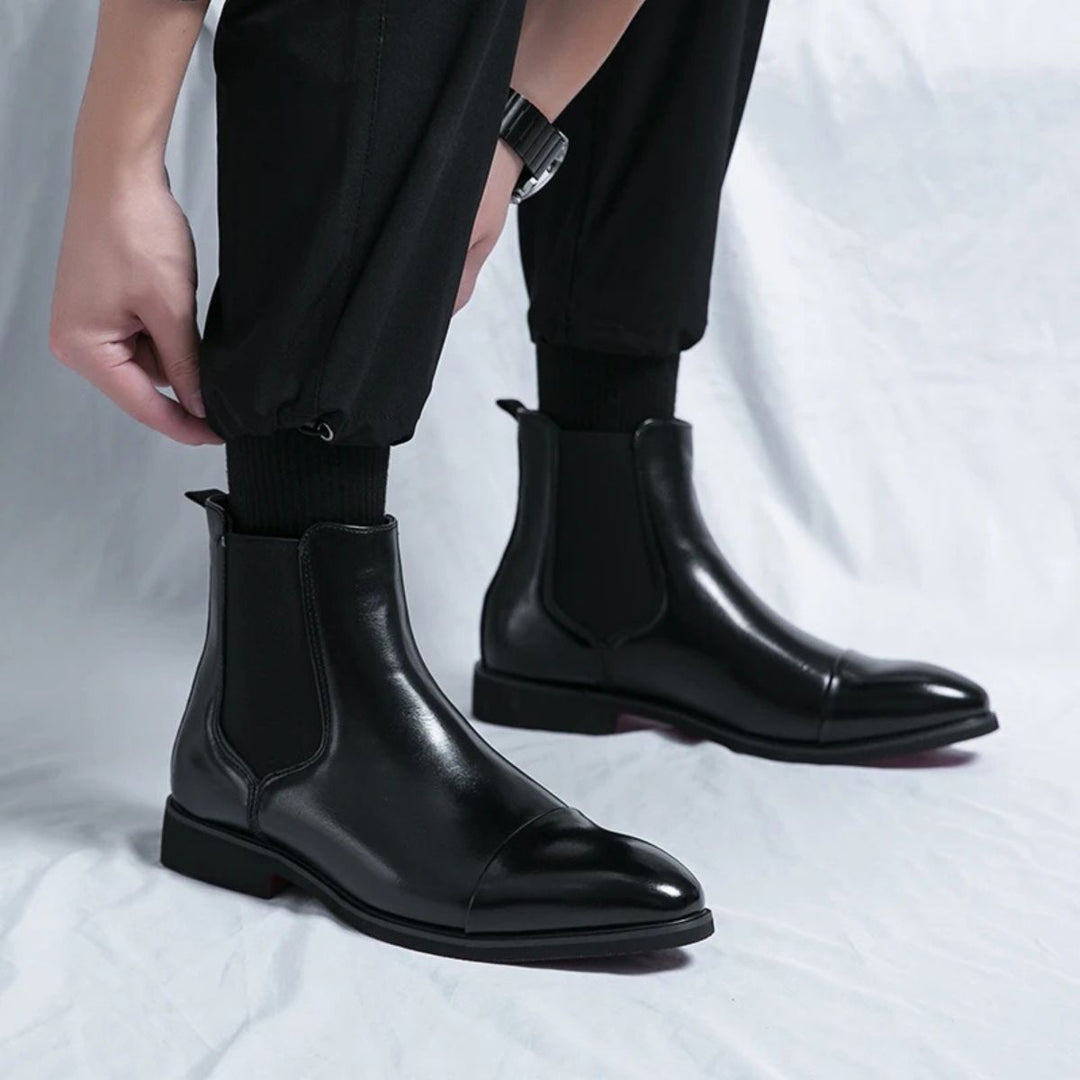 Mens Chelsea Boots Genuine Leather Slip-On