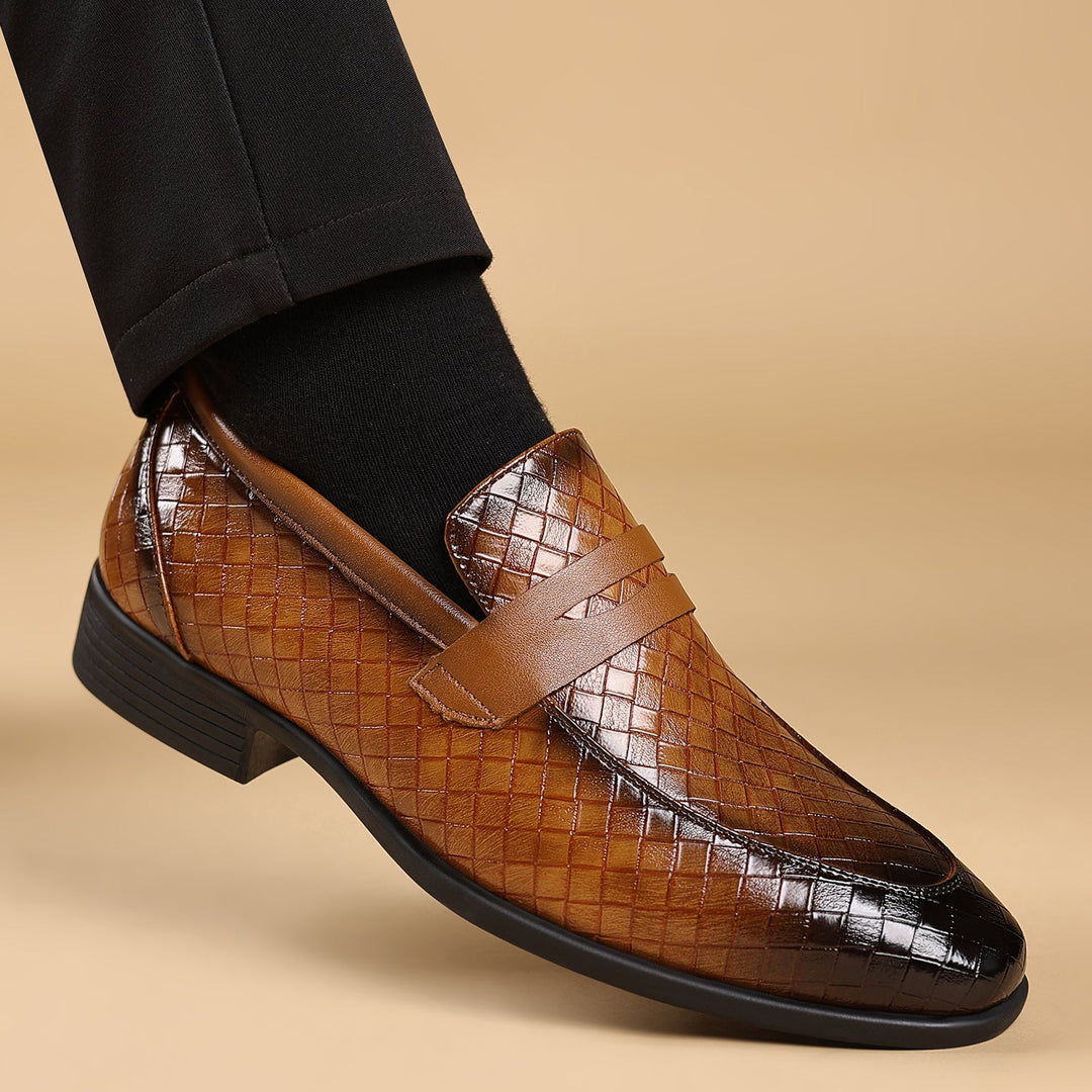 Mens Leather Loafers Slip-On Style