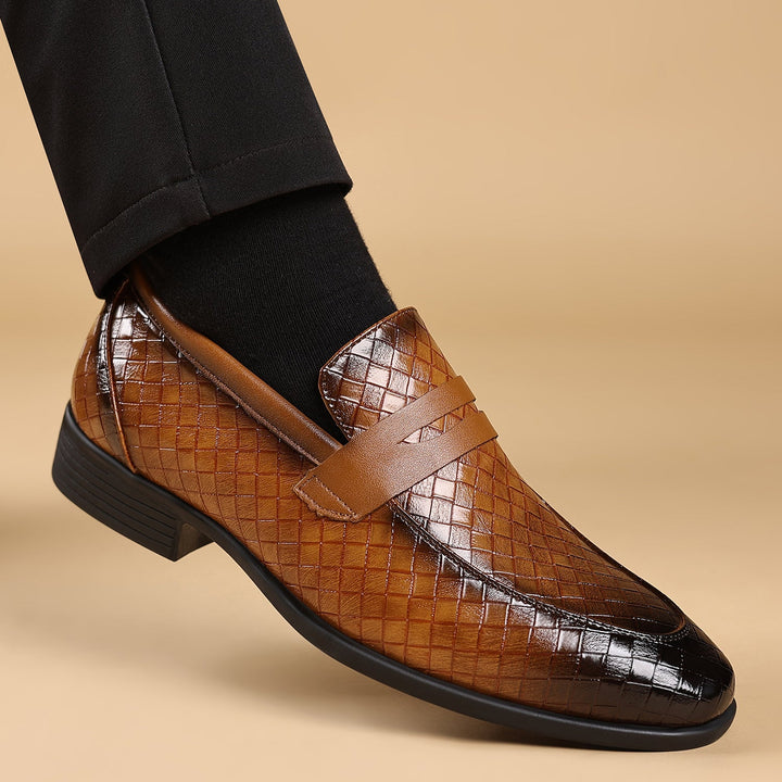 Mens Leather Loafers Slip-On Style