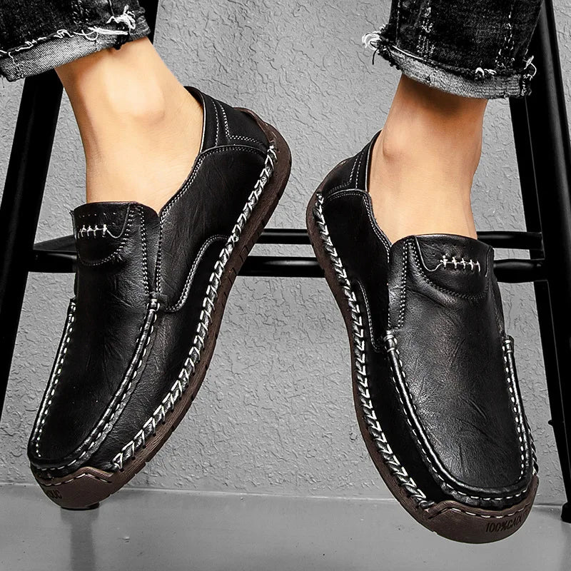 Mens Loafers Genuine Leather Slip-On