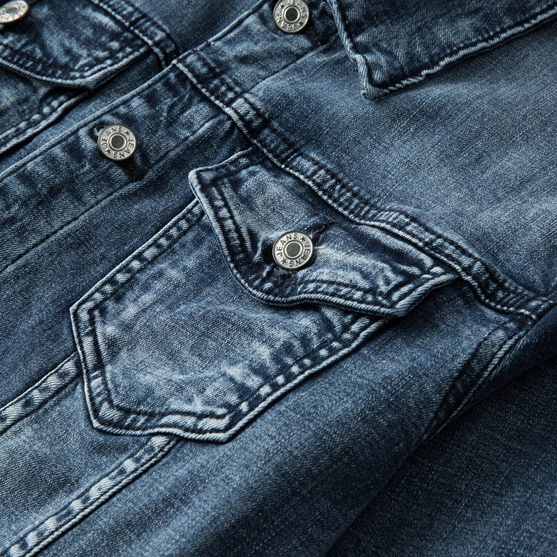 Mens Denim Jacket Classic Biker Style