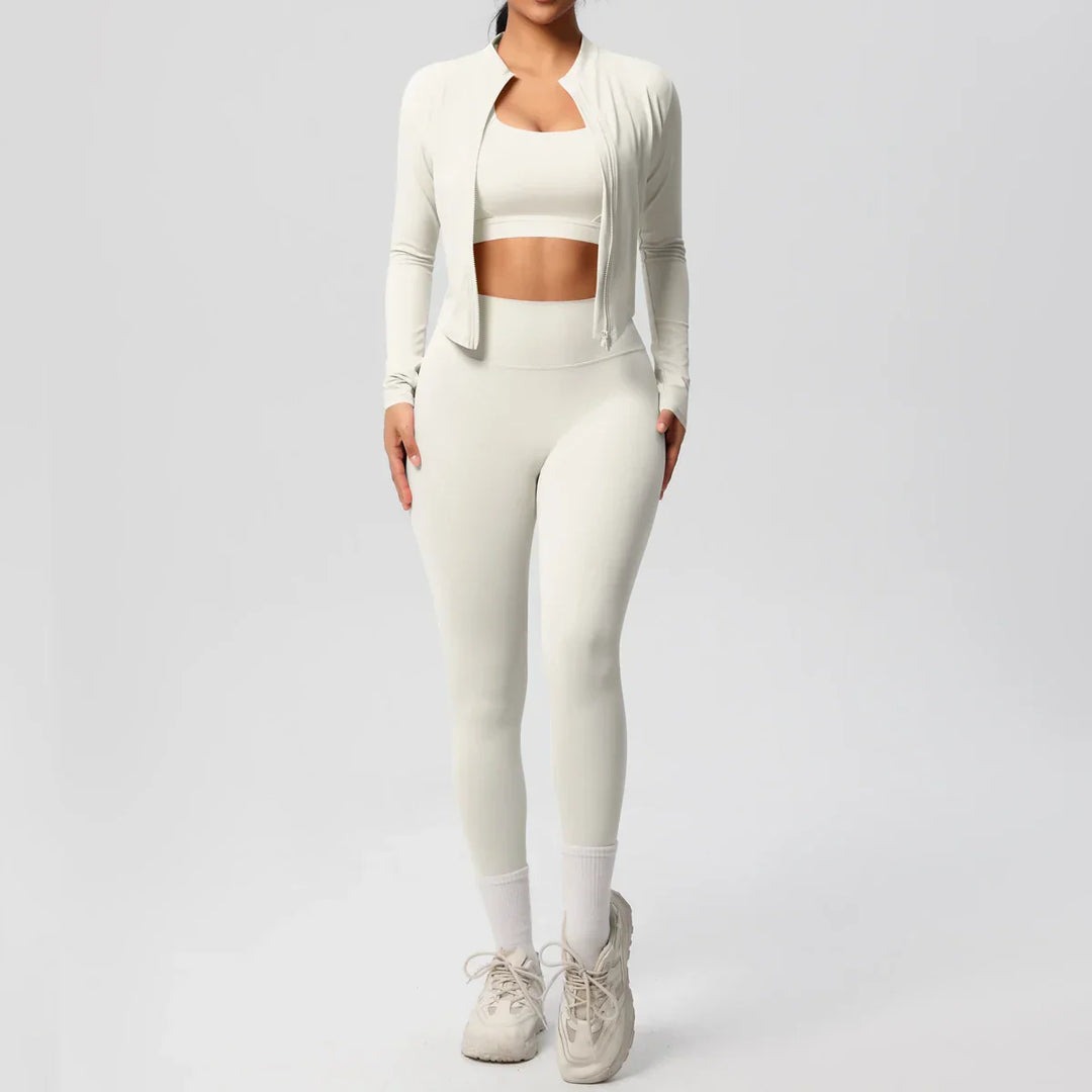 Womens 3-Piece Sports Outfit Stretchy Breathable Fit