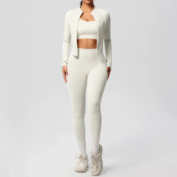 Womens 3-Piece Sports Outfit Stretchy Breathable Fit