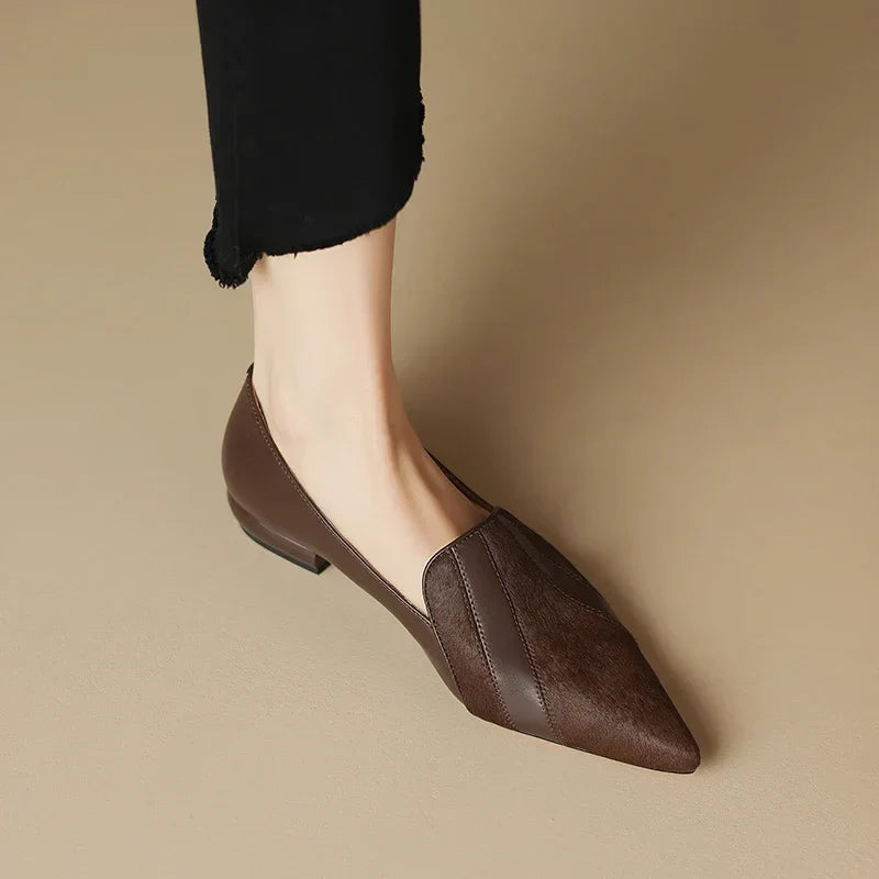 Womens Flats Genuine Leather Slip-On Style