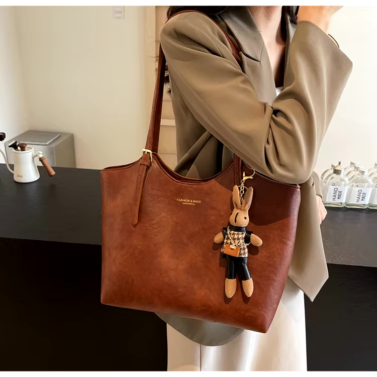 Womens Tote Bag Ecological Leather Spacious Vintage Style