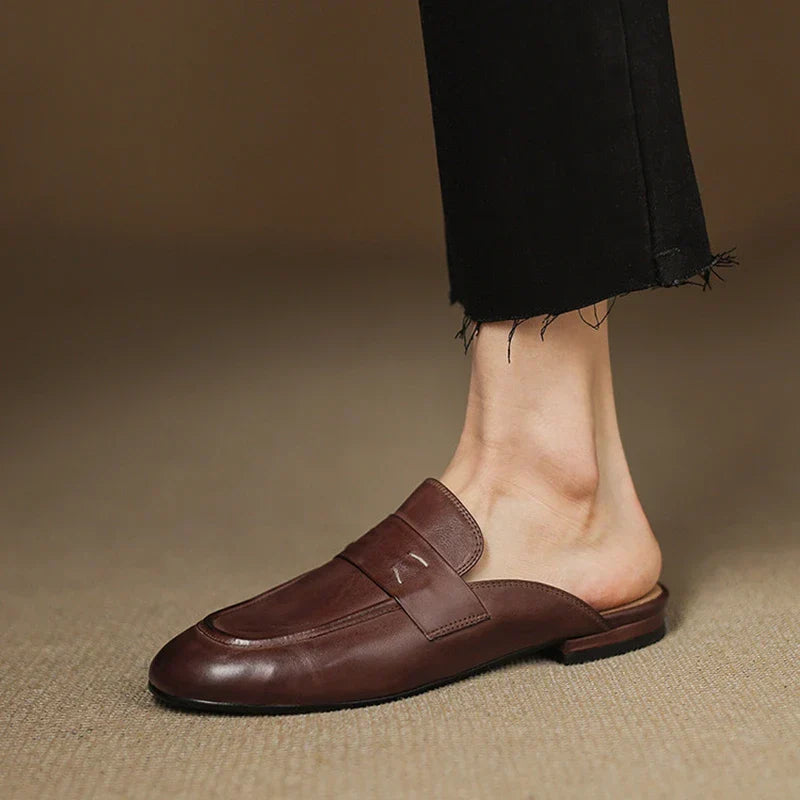 Womens Genuine Leather Mules Slip-On Comfortable - BritishMode