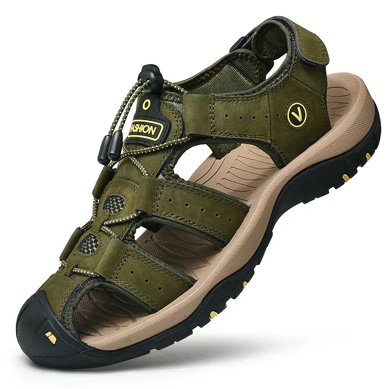 Mens Outdoor Hiking Sandals Closed-Toe Adjustable Strap