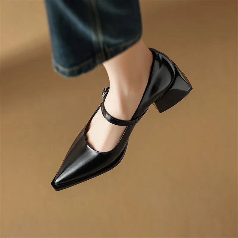 Womens Leather Heels Genuine Leather Upper