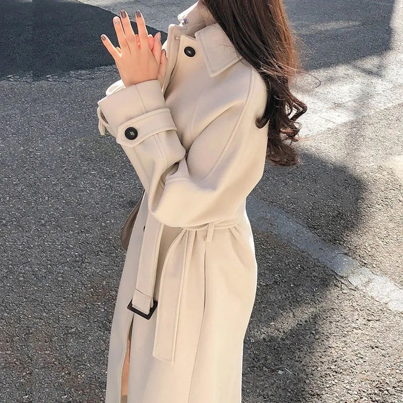 Womens Classic Trench Coat with Belted Waist Regular Fit