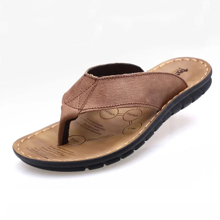 Mens Leather Sandals Soft Slip-Resistant Comfortable Fit - BritishMode