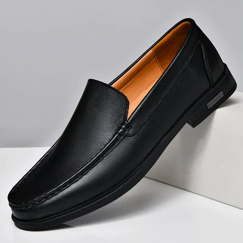 Mens Leather Slip-On Loafers Comfortable Fit - BritishMode
