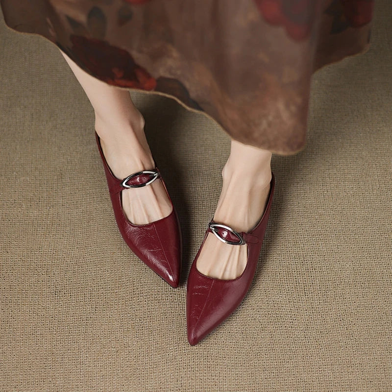 Womens Genuine Leather Mules Slip-On Style