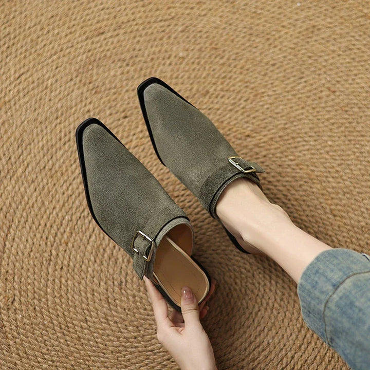 Womens Suede Mules Slip-On Style