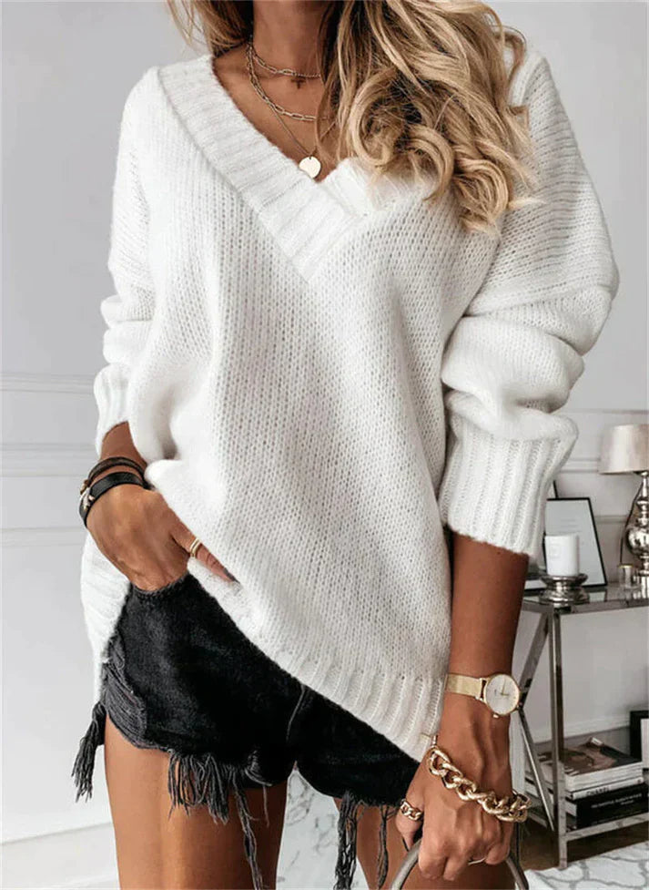 Womens V-Neck Sweater Knitwear Stylish Fit
