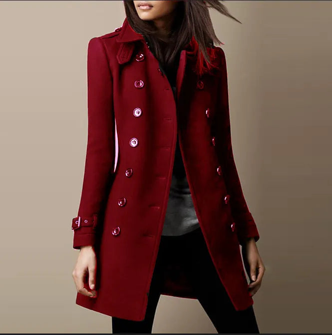 Womens Tailored Winter Coat Classic Fit Wool Blend