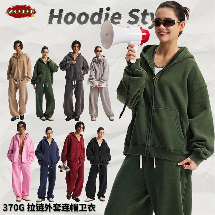 Unisex Fleece Zip-Up Jacket with Hood Warm Fit - BritishMode