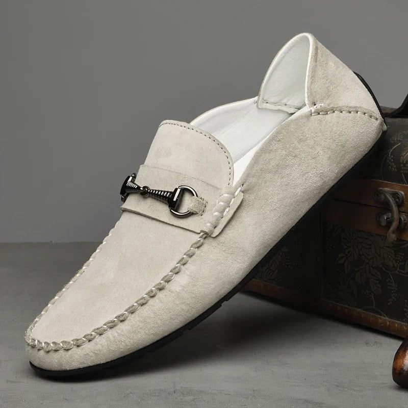 Mens Loafers Genuine Suede Slip-On
