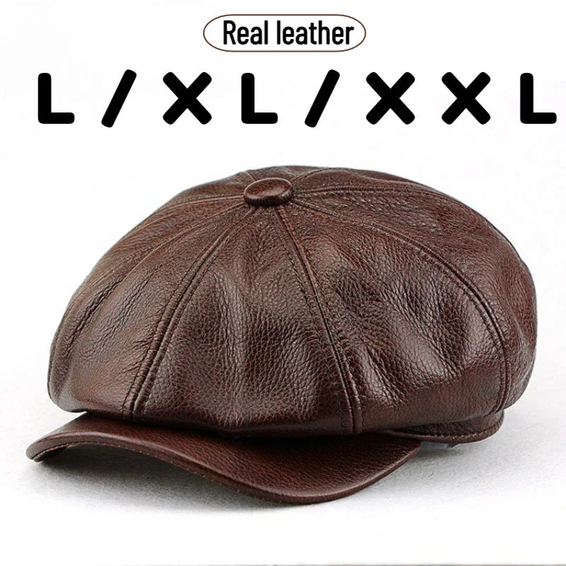Mens Newsboy Cap Genuine Leather XXL Fit - BritishMode