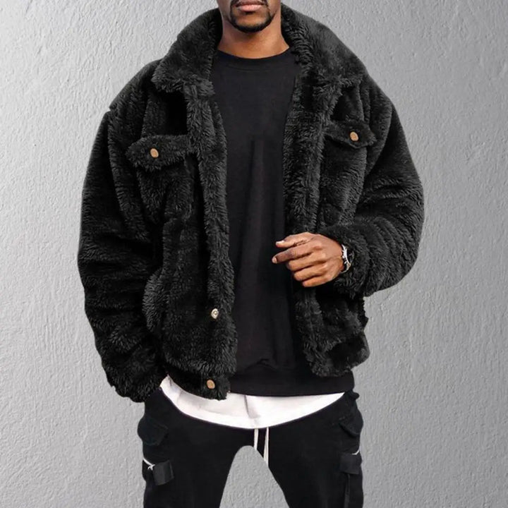 Mens Suede Jacket with Plush Lining Winter Coat