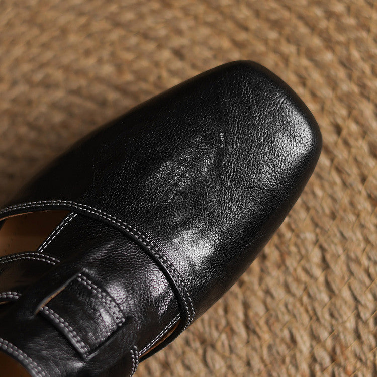 Womens Leather Mules Genuine Leather Slip-On