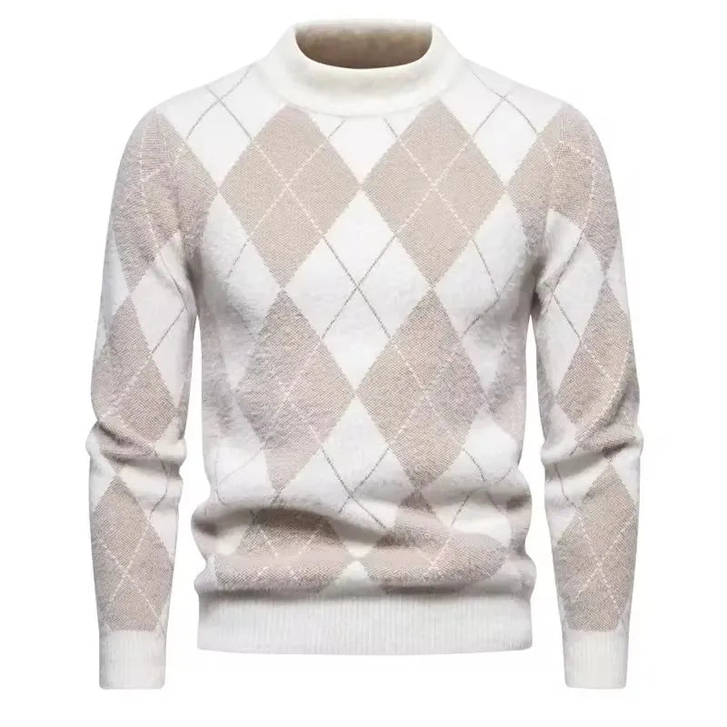 Mens Faux Fur Crew Neck Sweater