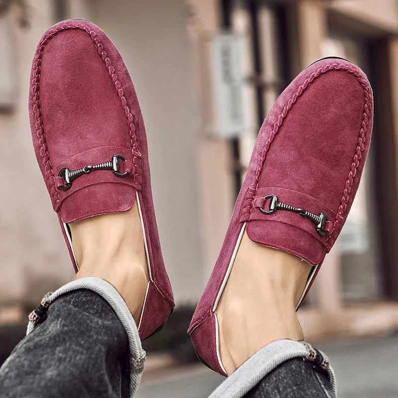 Mens Loafers Genuine Suede Slip-On