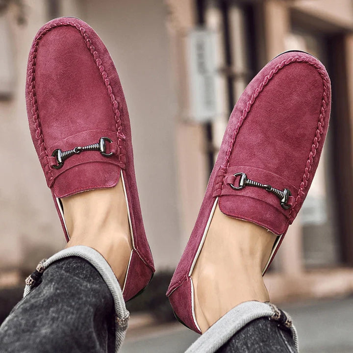 Mens Loafers Genuine Suede Slip-On
