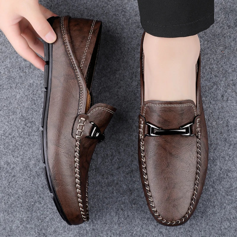 Mens Loafers Genuine Leather Slip-On
