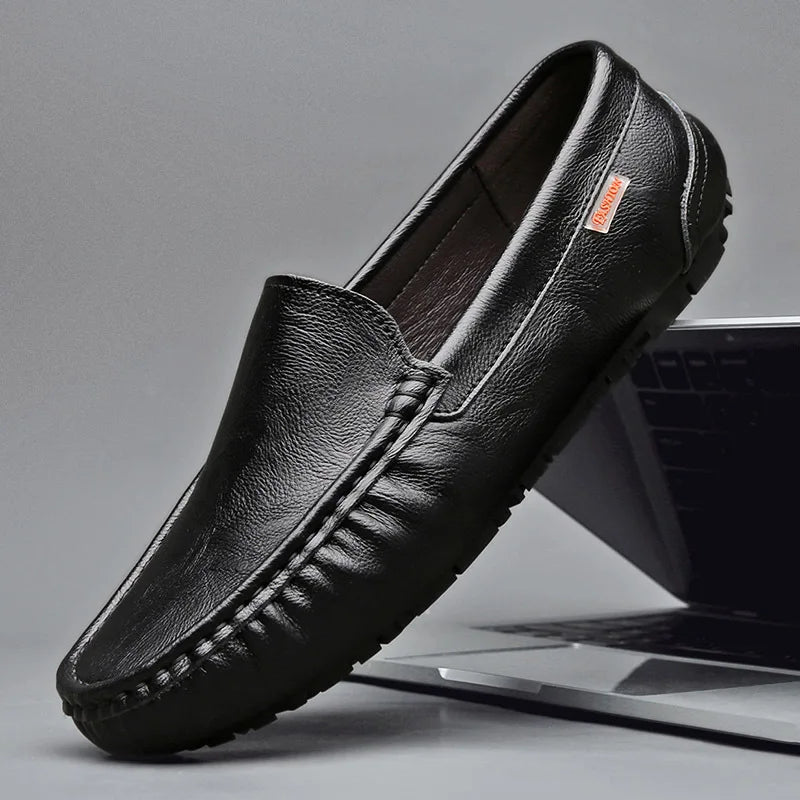 Mens Loafers Genuine Leather Slip-On - BritishMode