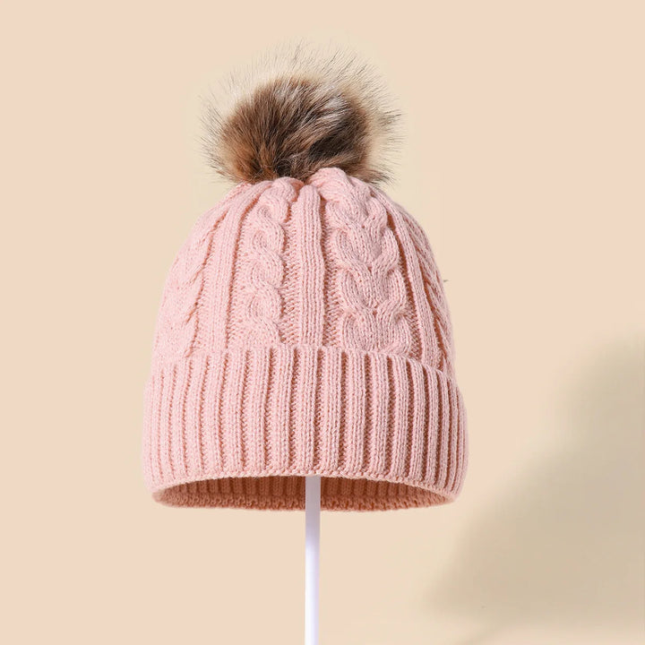 Womens Winter Beanie with Soft Pom Pom Knit