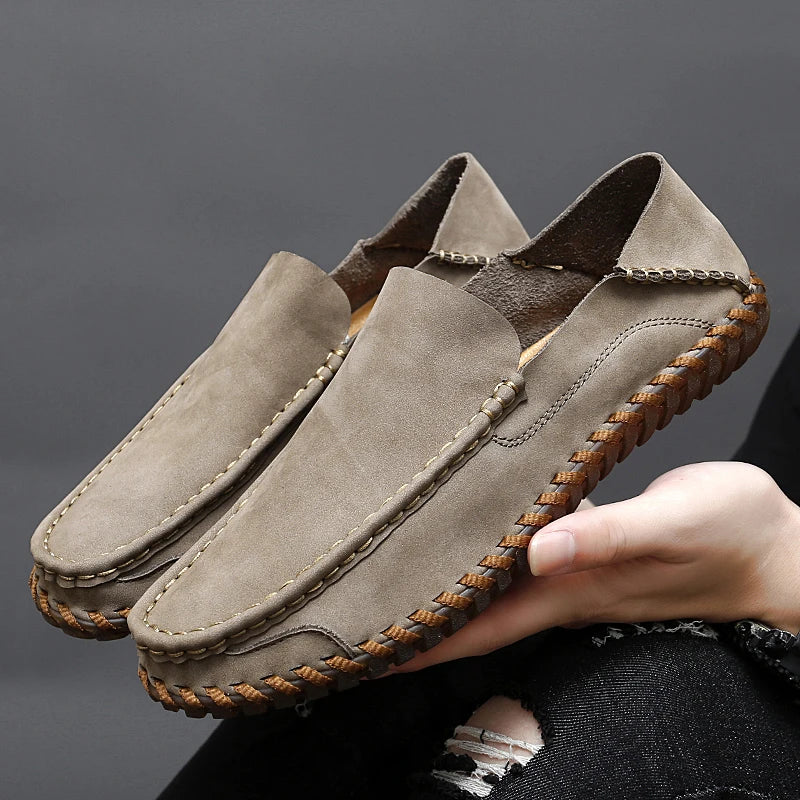 Mens Leather Loafers Handmade Slip-On Cushioned Comfort