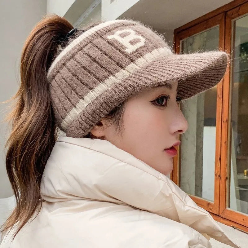 Womens Cable Knit Hat Warm - BritishMode