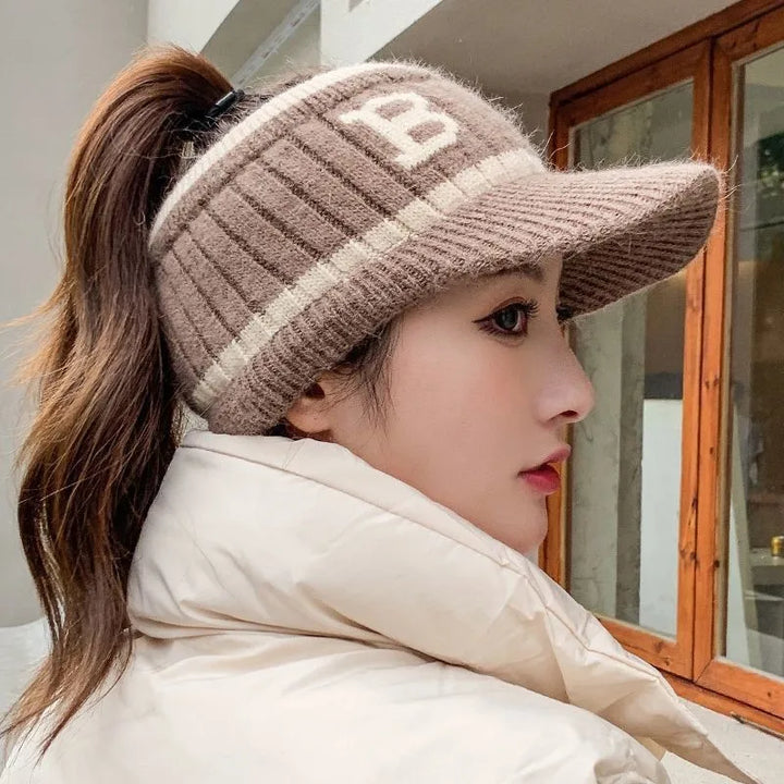 Womens Cable Knit Hat Warm - BritishMode