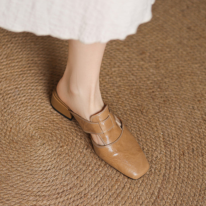 Womens Leather Mules Genuine Leather Slip-On