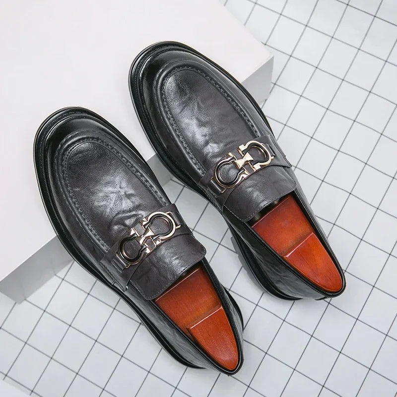 Mens Leather Loafers Slip-On Classic Fit