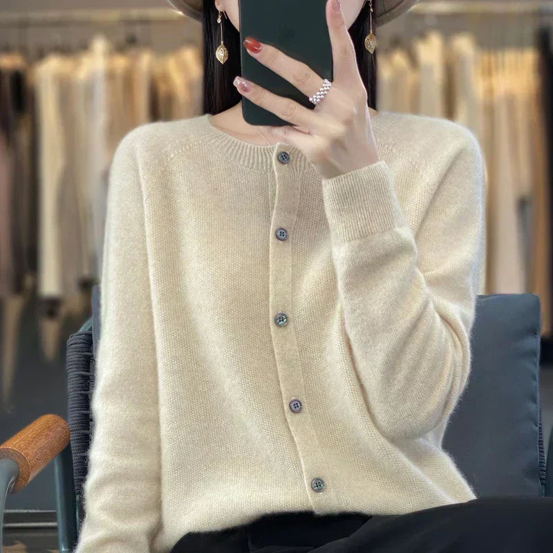 Womens Wool Cardigan Sweater Soft Open Front