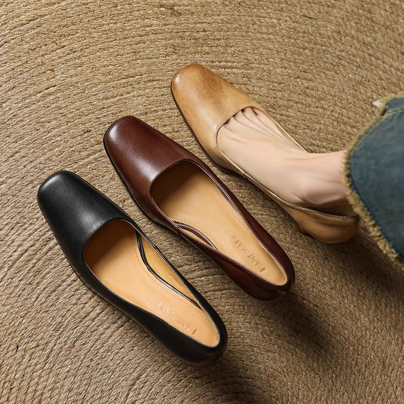 Womens Genuine Leather Heels Classic Fit