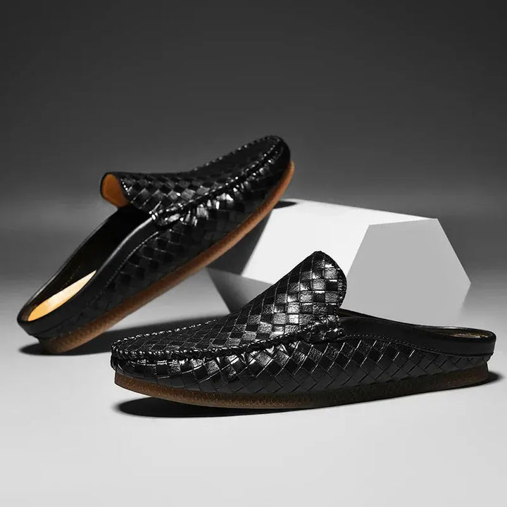 Mens Leather Slides Comfortable Slip-On