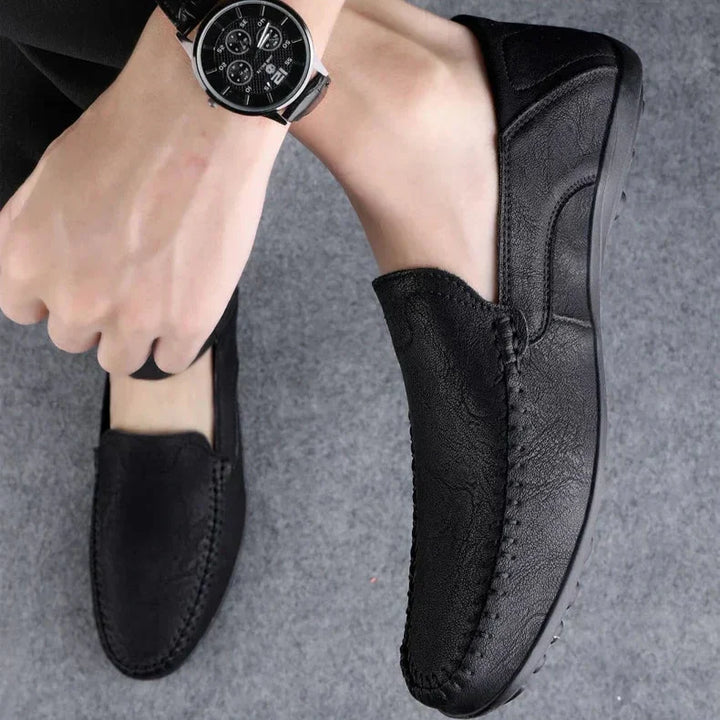 Mens Leather Loafers Slip-On Classic Fit