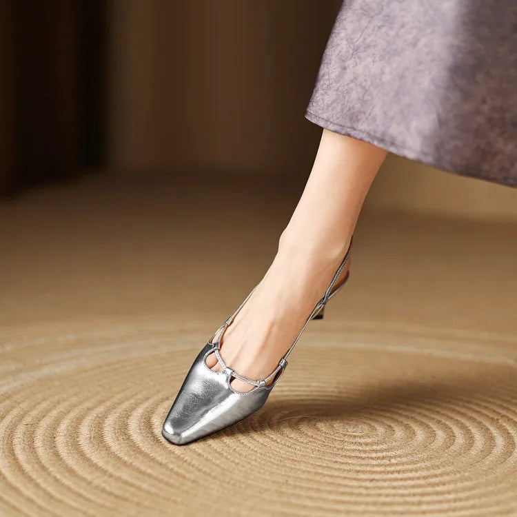 Womens Genuine Leather Slingback Shoes