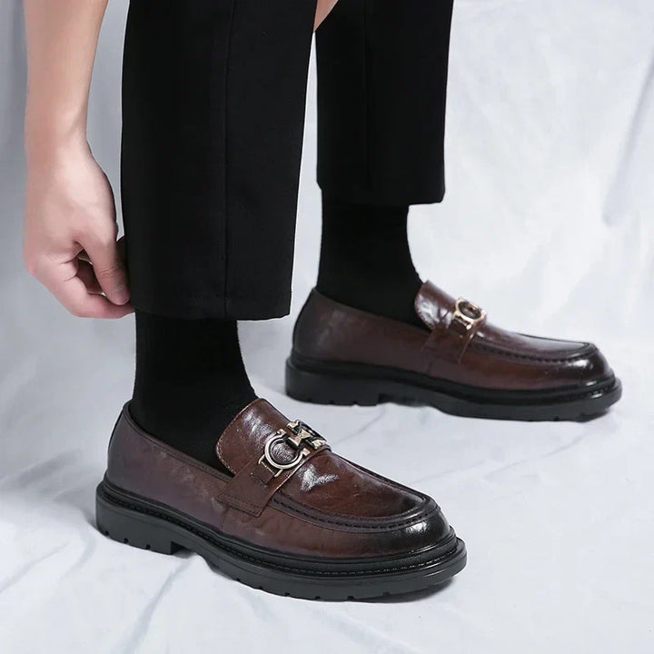 Mens Leather Loafers Slip-On Classic Fit