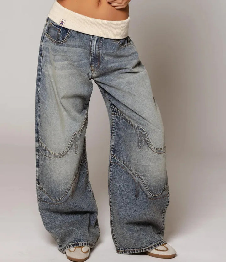 Unisex Wide Leg Denim Jeans Baggy Streetwear Fit - BritishMode