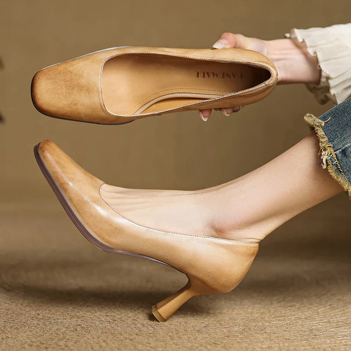 Womens Genuine Leather Heels Classic Fit